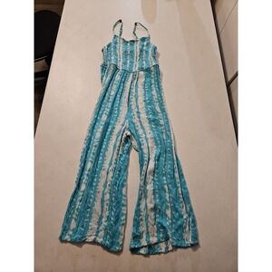 Japna Kids Girls One Piece Bodice Wide Leg Jumpsuit Size 10 Blue/white (1241)